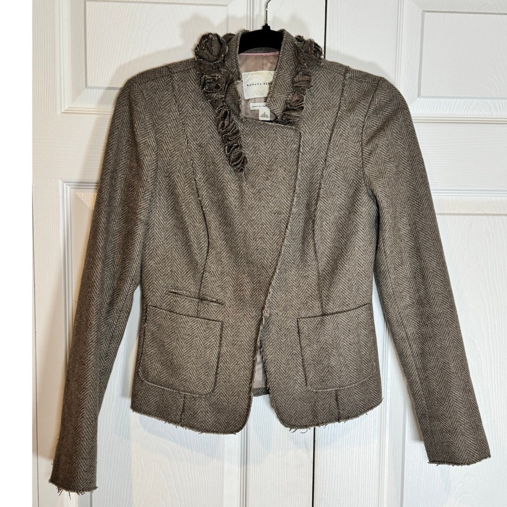 Vintage Banana Republic Women's Herringbone Preppy Italian Blazer